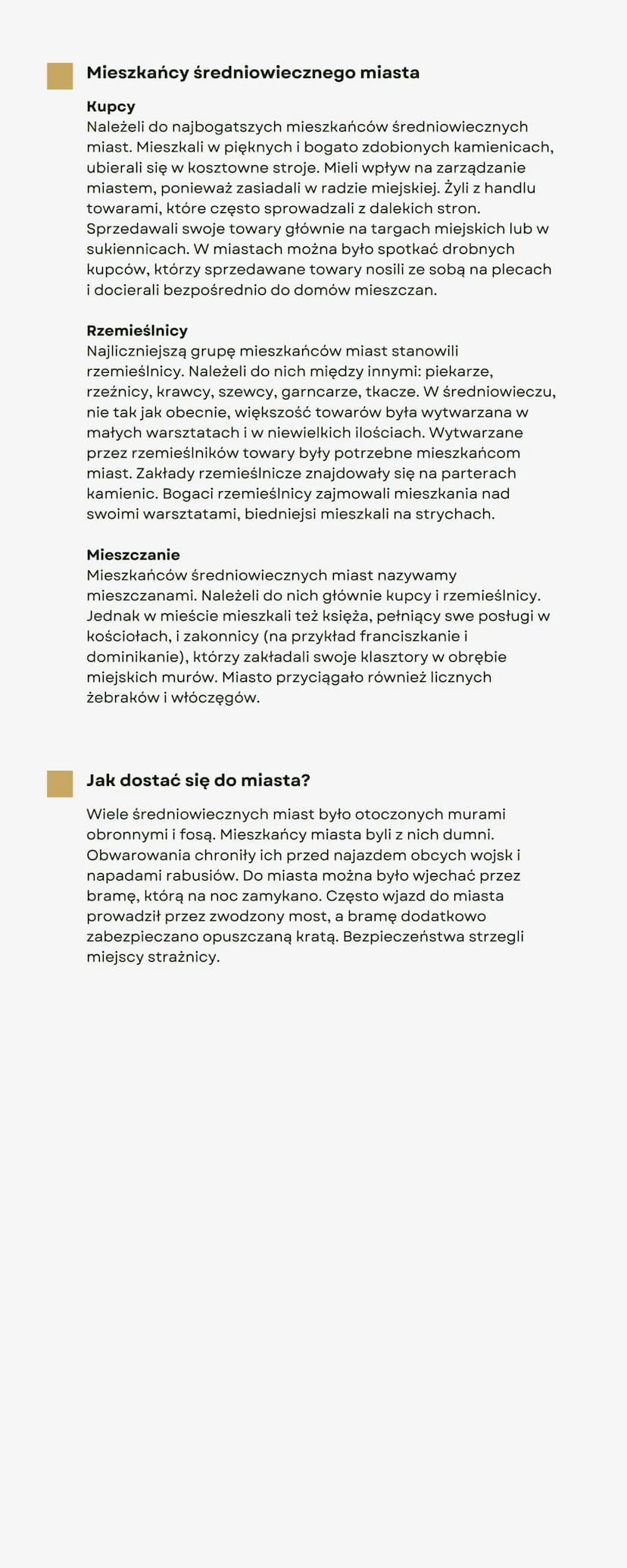 Średniowieczne
miasto
Początki średniowiecznych miast
Oddzielenie się rzemiosła od rolnictwa oraz rozwój gospodarki
towarowo pieniężnej spra
