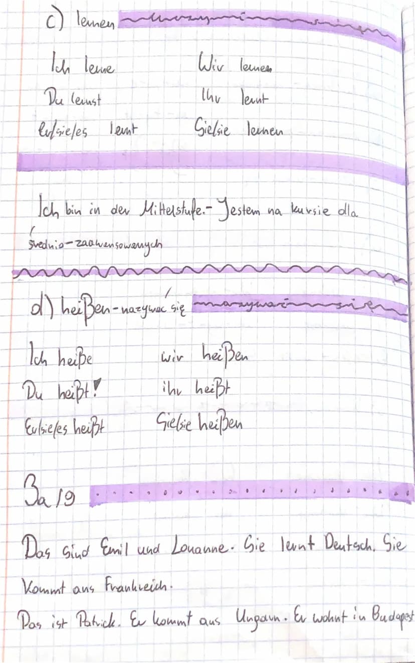 Thema: Meine Kursgruppe
Ich besuchen den Infängerkurs. - Jestem!
m na
dla począthij ugch
jetzt - tevaz
seit
Kursie
ch
tsbo-ce₁!
10-of
osh-5z