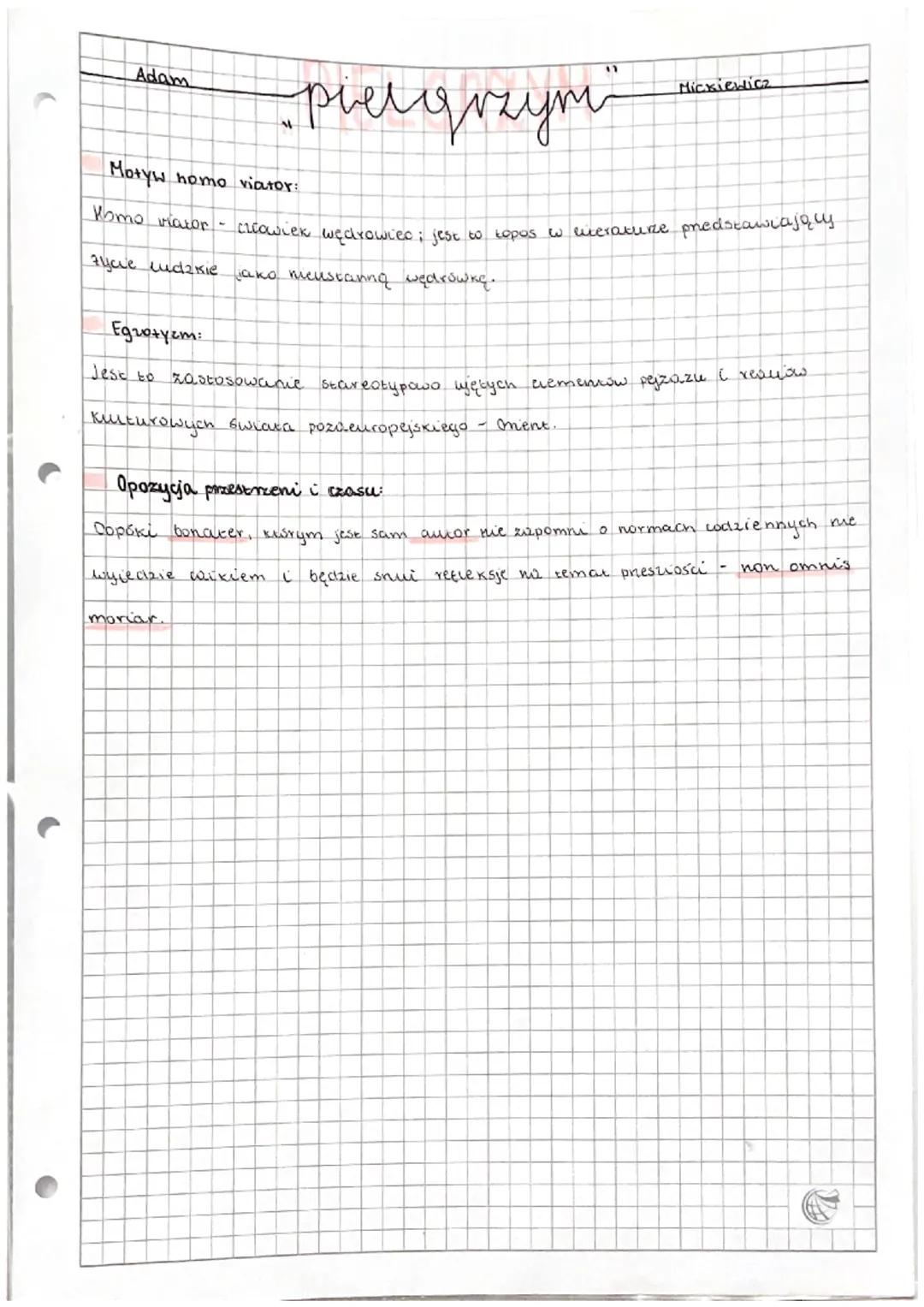 Adam
pielgrzym
Motyw homo viator:
Homo viator.
Zycie ludzkie. jako nieustanną wędrowke.
moriar.
Mickiewicz
człowiek wędrowied; jest to topos