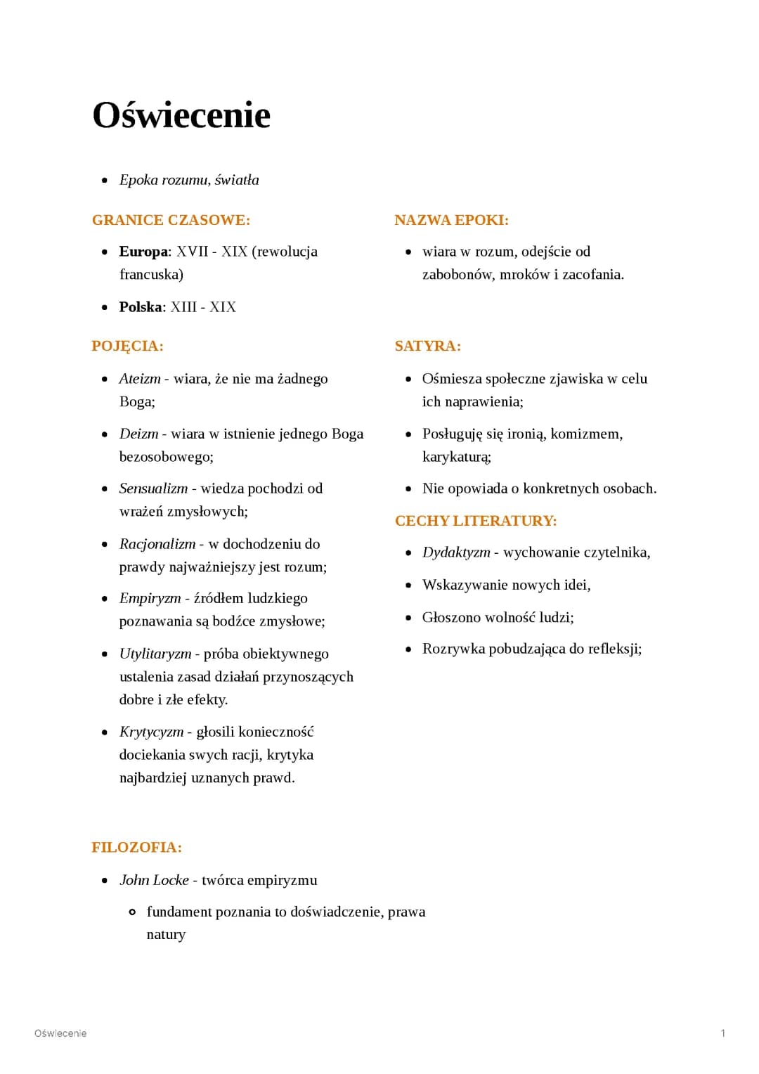 Oświecenie - najważniejsze informacje z epoki