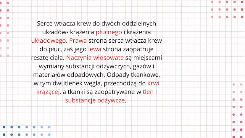 # UKŁAD

# KRWIONOŚNY Serce wtłacza krew do dwóch oddzielnych
układów- krążenia płucnego i krążenia
układowego. Prawa strona serca wtłacza k