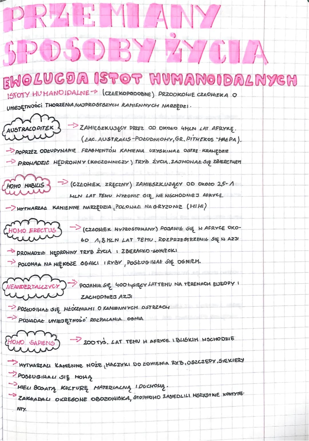 PRZEMIANY
SPOSOBY ZYCIA
EWOLUCJA ISTOT HUMANOIDALNYCH
ISTOTY HUMANOIDALNE (CZŁEKOPODOBNE) PRZODKOWIE CZŁOWIEKA O
THORZENIA NAJPROSTSZYCH KAM