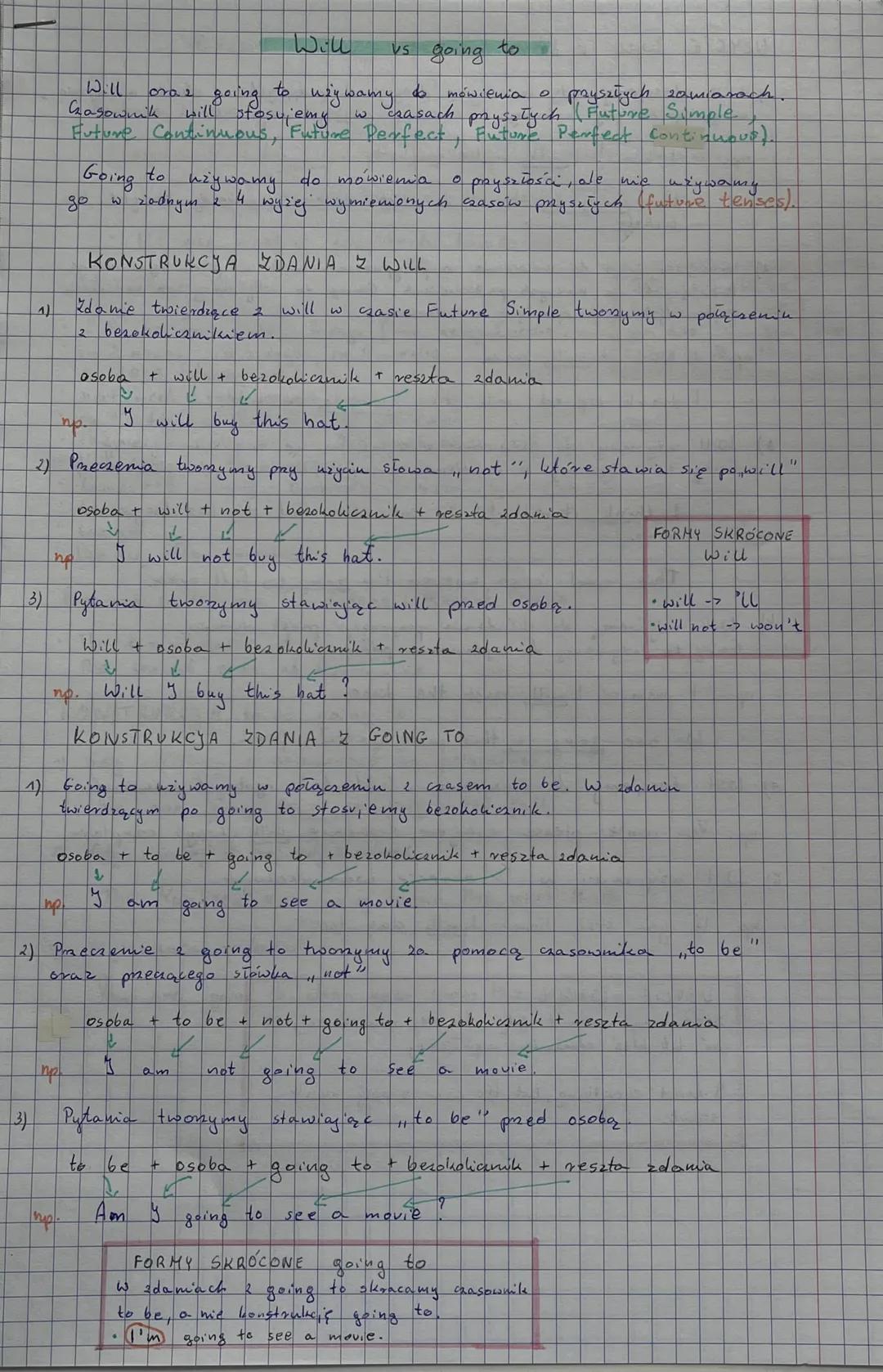 1)
3)
to
Will
oro 2 going
Gasownik will stosujemy
op
no
przyszłych zamiarach.
przyszłych Future Simple
Future Continuous, Future Perfect, Fu