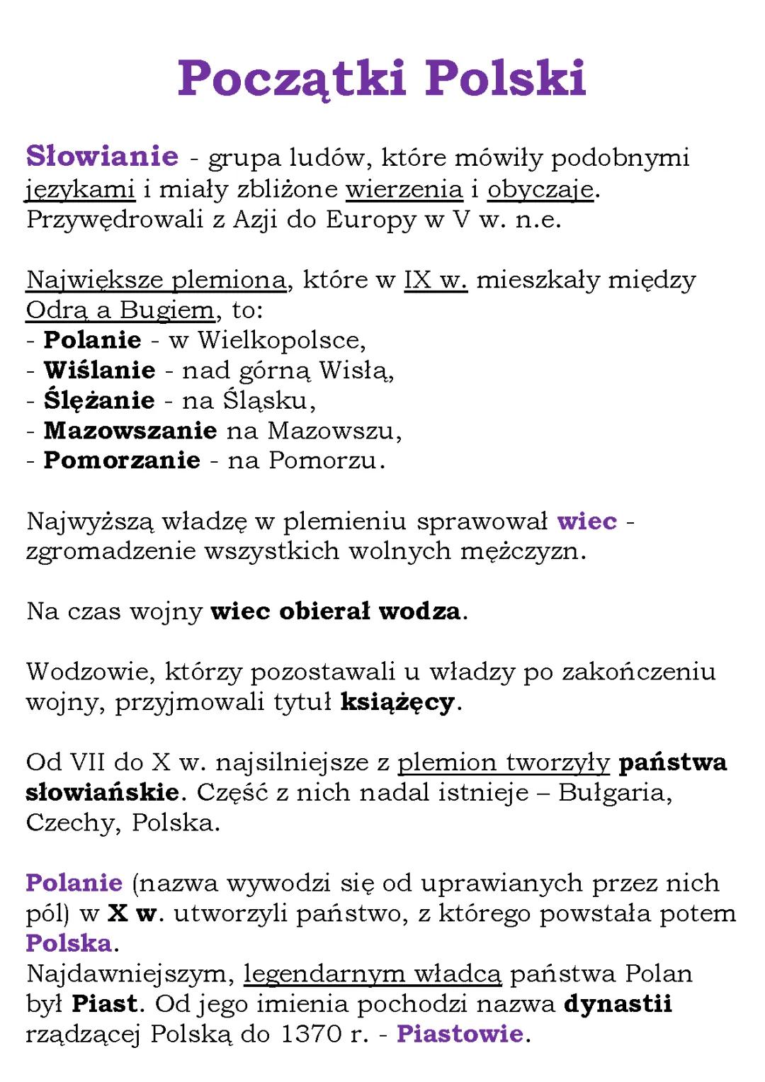 GWO Historia Klasa 5 – Sprawdziany i Ćwiczenia PDF, Przyczyny i Skutki Chrztu Polski