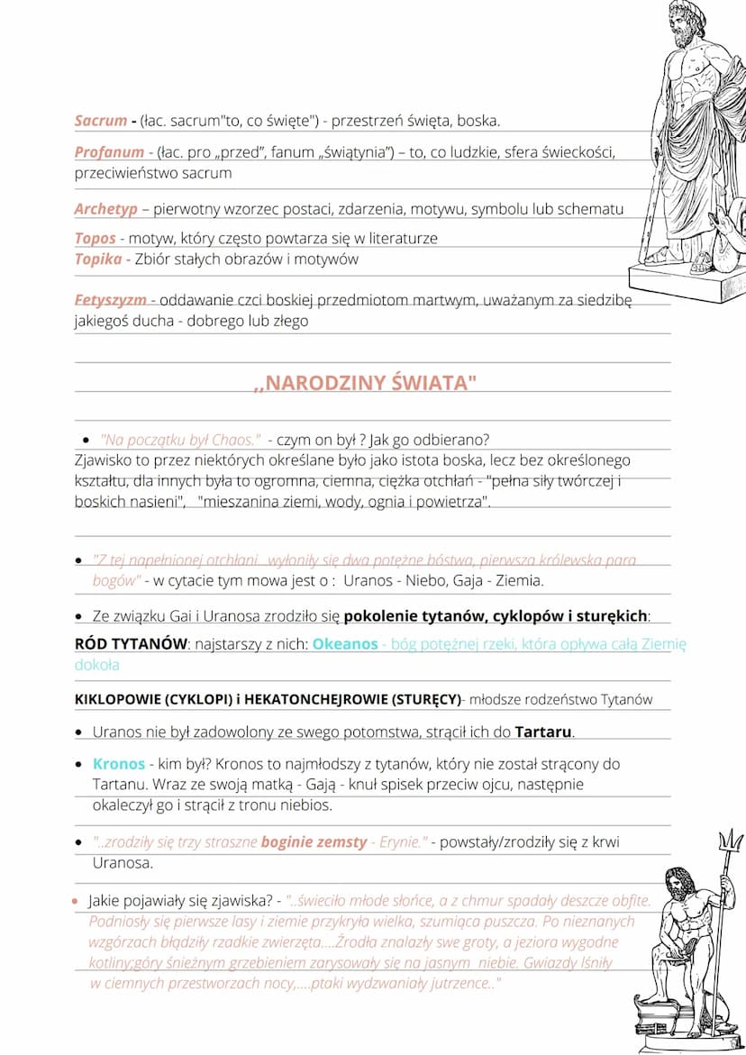 MITOLOGIA
Mitologia - zbiór mitów, czyli opowieści wyrażających i porządkujących wierzenia
danej grupy społecznej. Bogate źródło toposów (mo