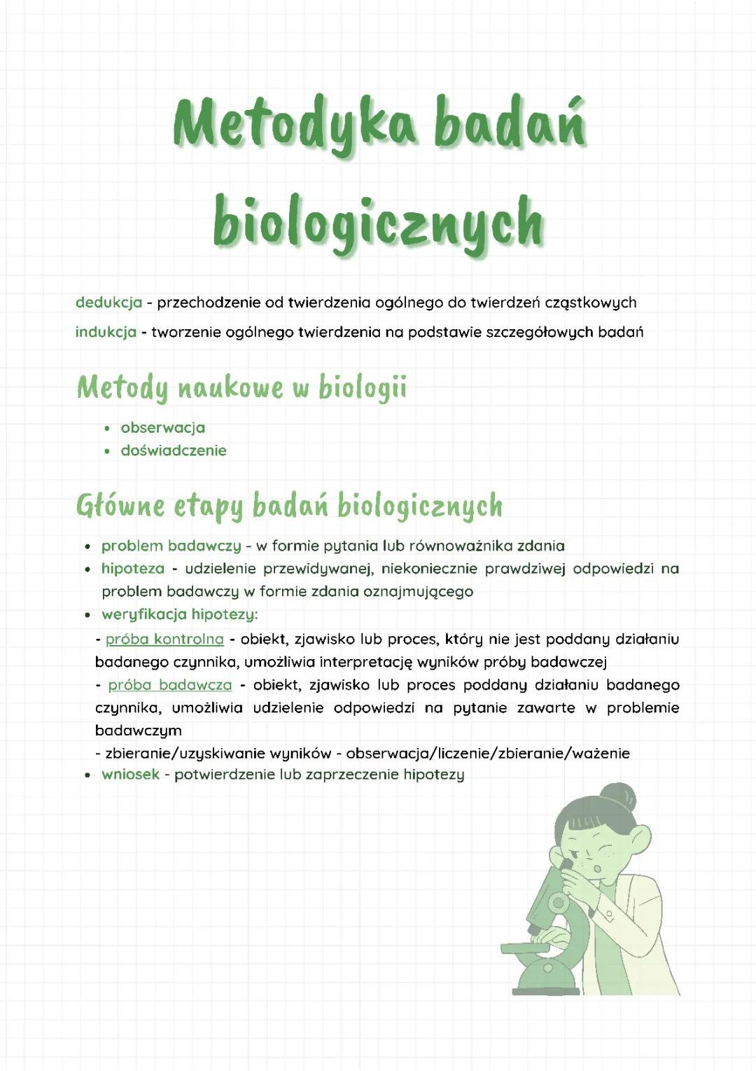 Metodyka badań biologicznych notatki i zadania klasa 1 - prezentacja, test, PDF, BiologHelp