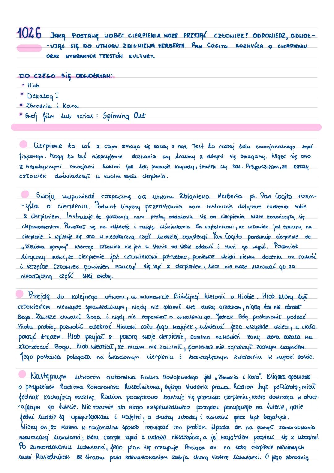 Jaka postawę wobec cierpienia może przyjąć człowiek? zadanie 1026 maturalne język polski 