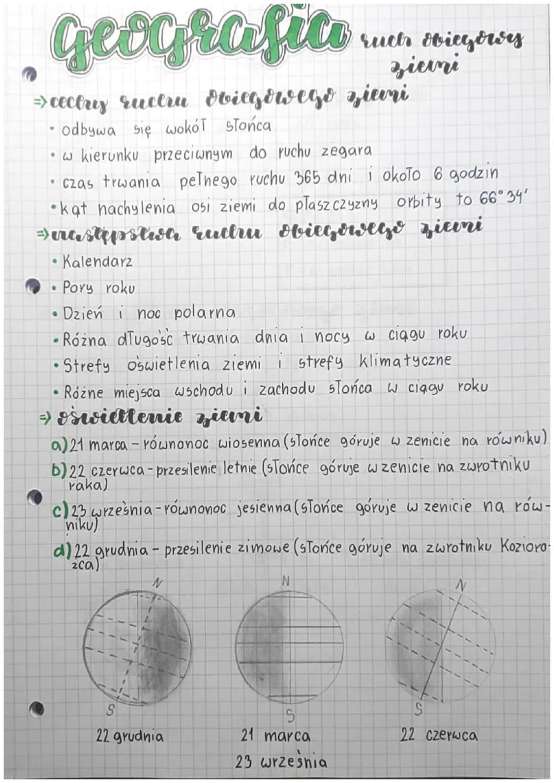 geografic
=> cectry ructru obiegowego zieri
●
• odbywa się wokół słońca
• w kierunku przeciwnym do ruchu zegara
• czas trwania pełnego ruchu