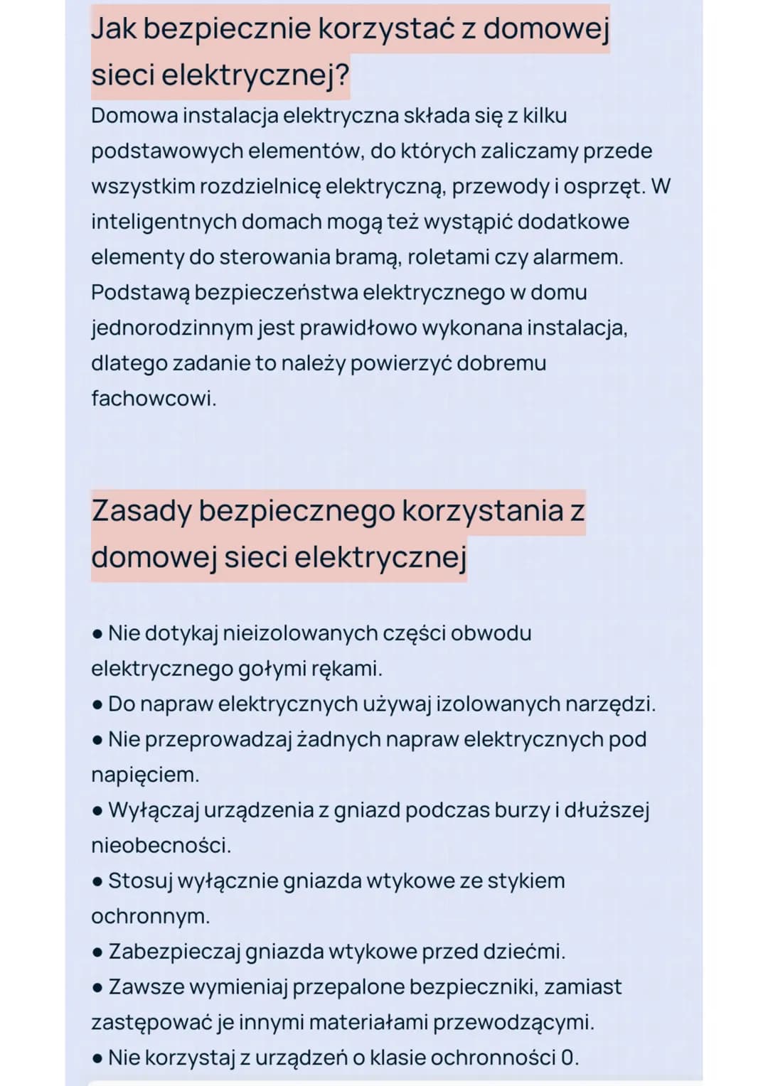 Jak bezpiecznie korzystać z domowej
sieci
elektrycznej?
Domowa instalacja elektryczna składa się z kilku
podstawowych elementów, do których 