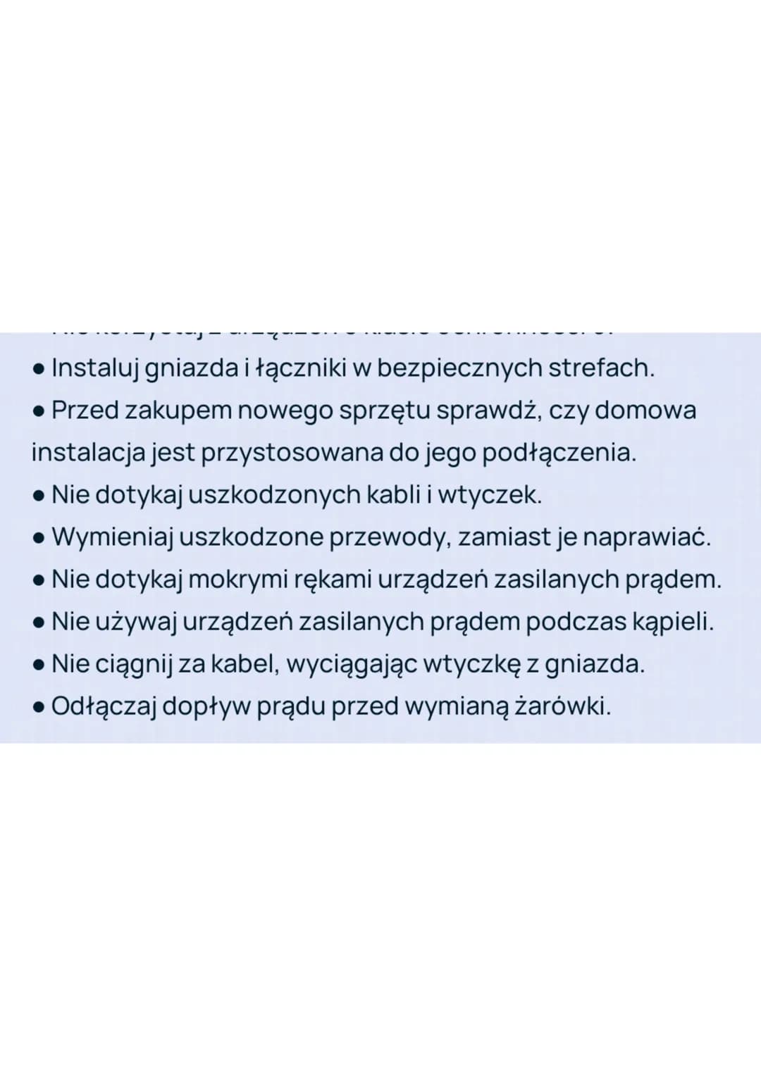 Jak bezpiecznie korzystać z domowej
sieci
elektrycznej?
Domowa instalacja elektryczna składa się z kilku
podstawowych elementów, do których 