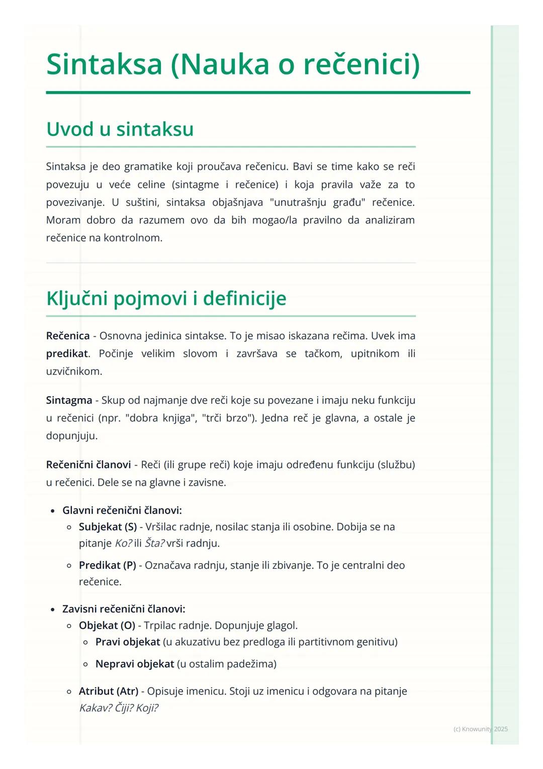 # Sintaksa (Nauka o rečenici)

Uvod u sintaksu

Sintaksa je deo gramatike koji proučava rečenicu. Bavi se time kako se reči
povezuju u veće 