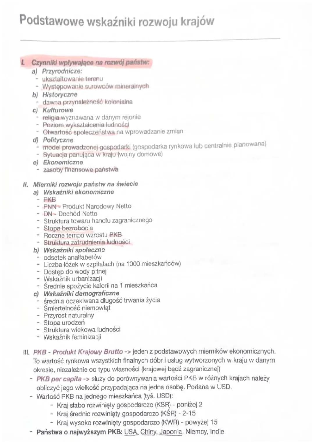 Podstawowe wskaźniki rozwoju krajów 