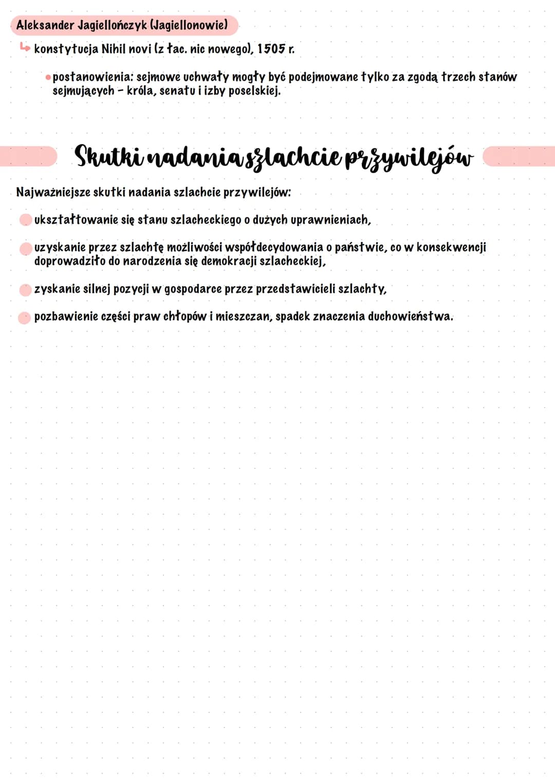 Przywileje szlachechie
Dlaczego szlachta otrzymywała nowe
przywileje?
Już w czasach rozbicia dzielnicowego władcy nadawali przywileje duchow