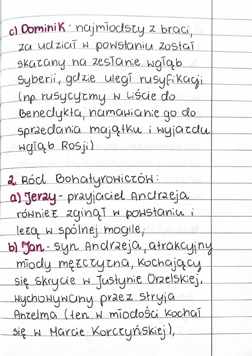 lekcja 2
T: NOKÓI, nad niemnem" Elizy Oraesckowe;"
1. Ród Korczyńskich najważniejszy
W całej powieści:
a) Andrzej - najstarszy z trzech
brac