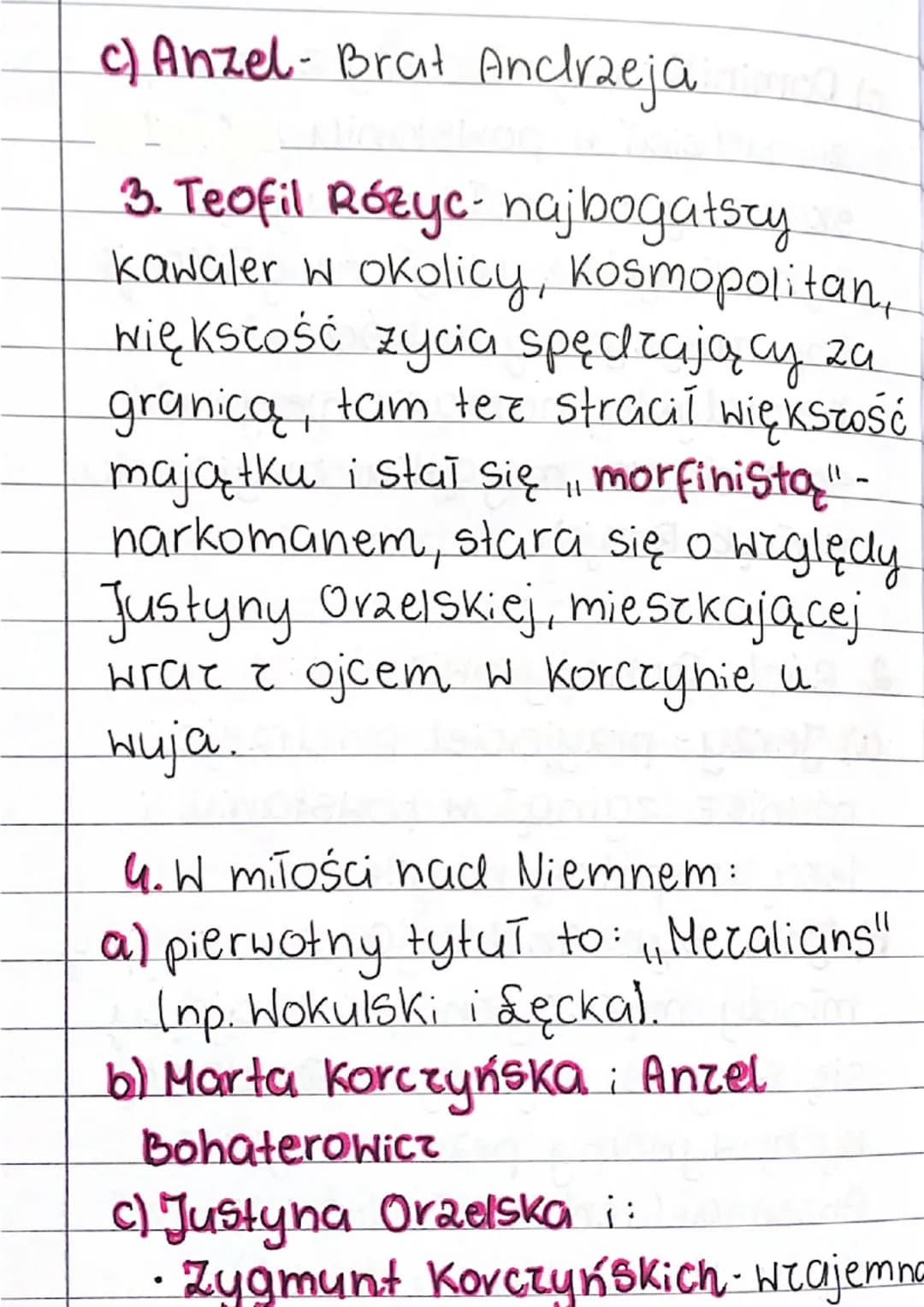 lekcja 2
T: NOKÓI, nad niemnem" Elizy Oraesckowe;"
1. Ród Korczyńskich najważniejszy
W całej powieści:
a) Andrzej - najstarszy z trzech
brac