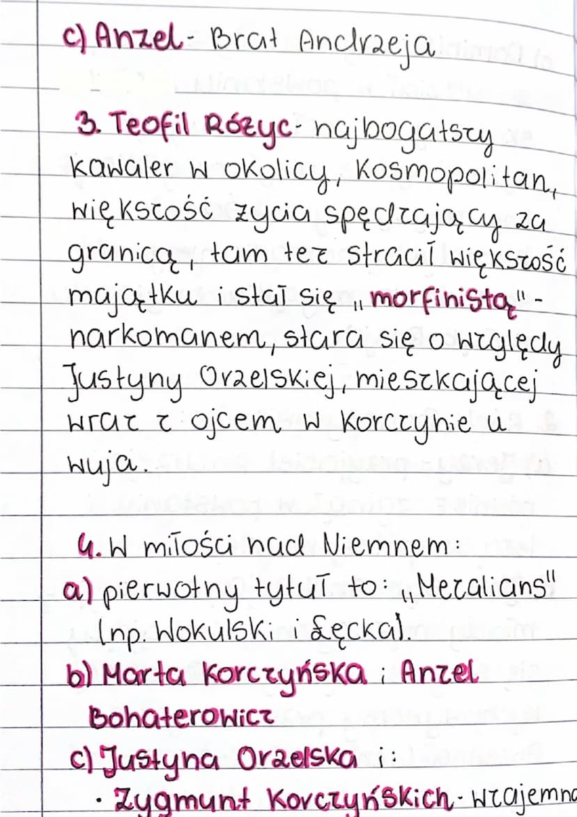 lekcja 2
T: NOKÓI, nad niemnem" Elizy Oraesckowe;"
1. Ród Korczyńskich najważniejszy
W całej powieści:
a) Andrzej - najstarszy z trzech
brac