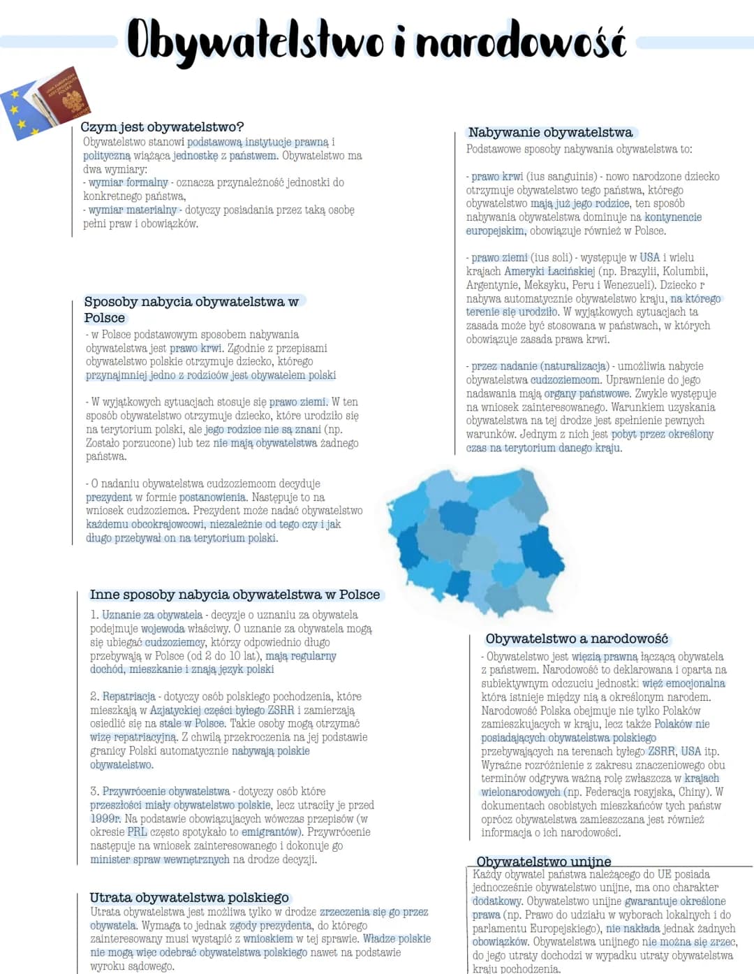 ★
★
A EUROPSKA
OSO
Obywatelstwo i narodowość
Czym jest obywatelstwo?
Obywatelstwo stanowi podstawową instytucje prawną i
polityczną wiążąca 