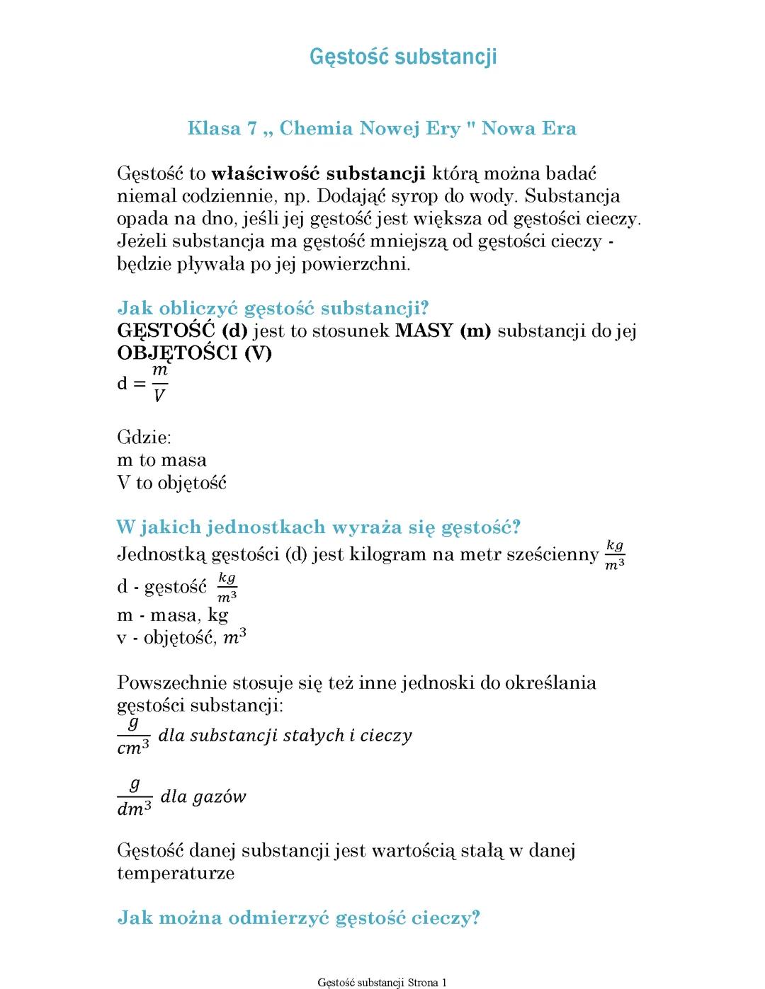 Zrozumieć Gęstość Substancji - Klasa 7 Chemia