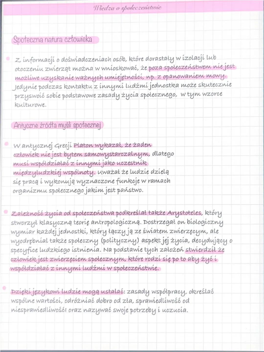 Człowiek jako istota społeczna - Notatka z WOS klasa 1 liceum (rozszerzony)