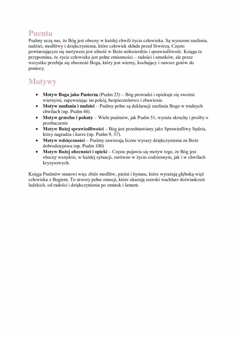 Księga Psalmów:
Geneza
Księga Psalmów, znana również jako Psalmy Dawidowe lub po prostu Psalmy, jest jednym z
najstarszych i najbardziej zna