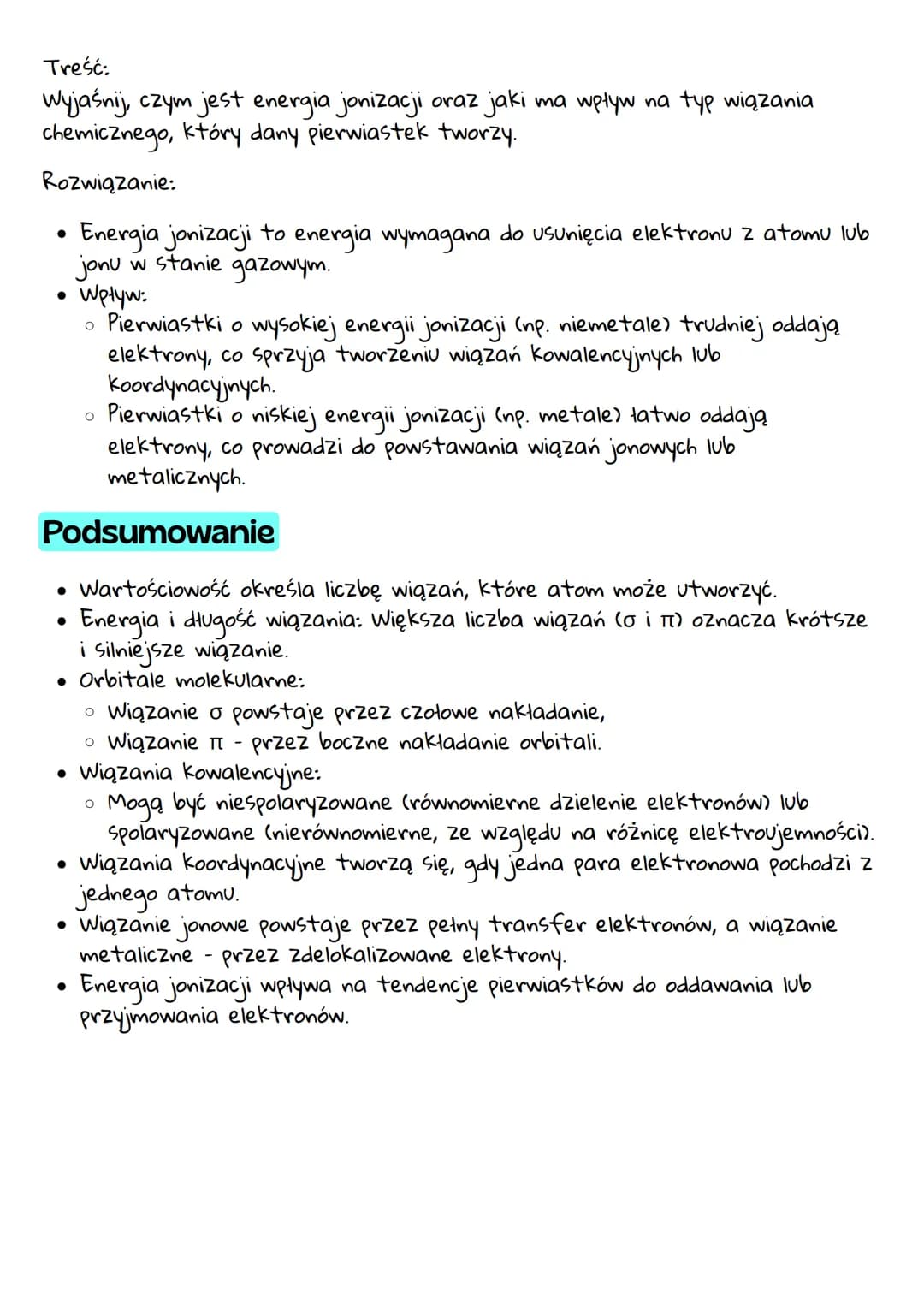 # 1. Wartościowość pierwiastka chemicznego
Wartościowość określa zdolność atomu do tworzenia wiązań chemicznych -
mówi o liczbie elektronów,