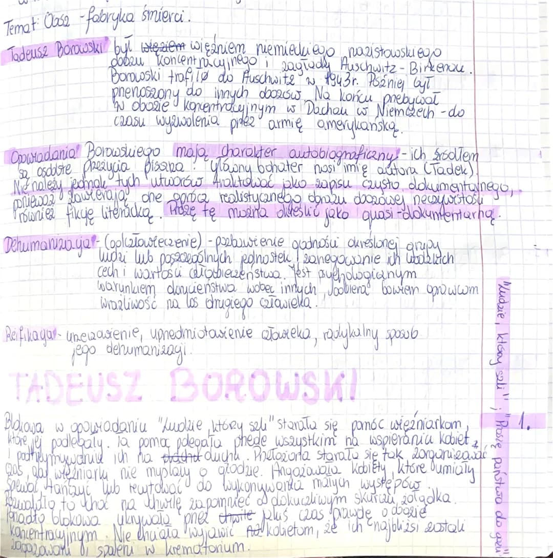 Opowiadania Tadeusza Borowskiego - Streszczenia: U nas w Auschwitzu, Ludzie, którzy szli