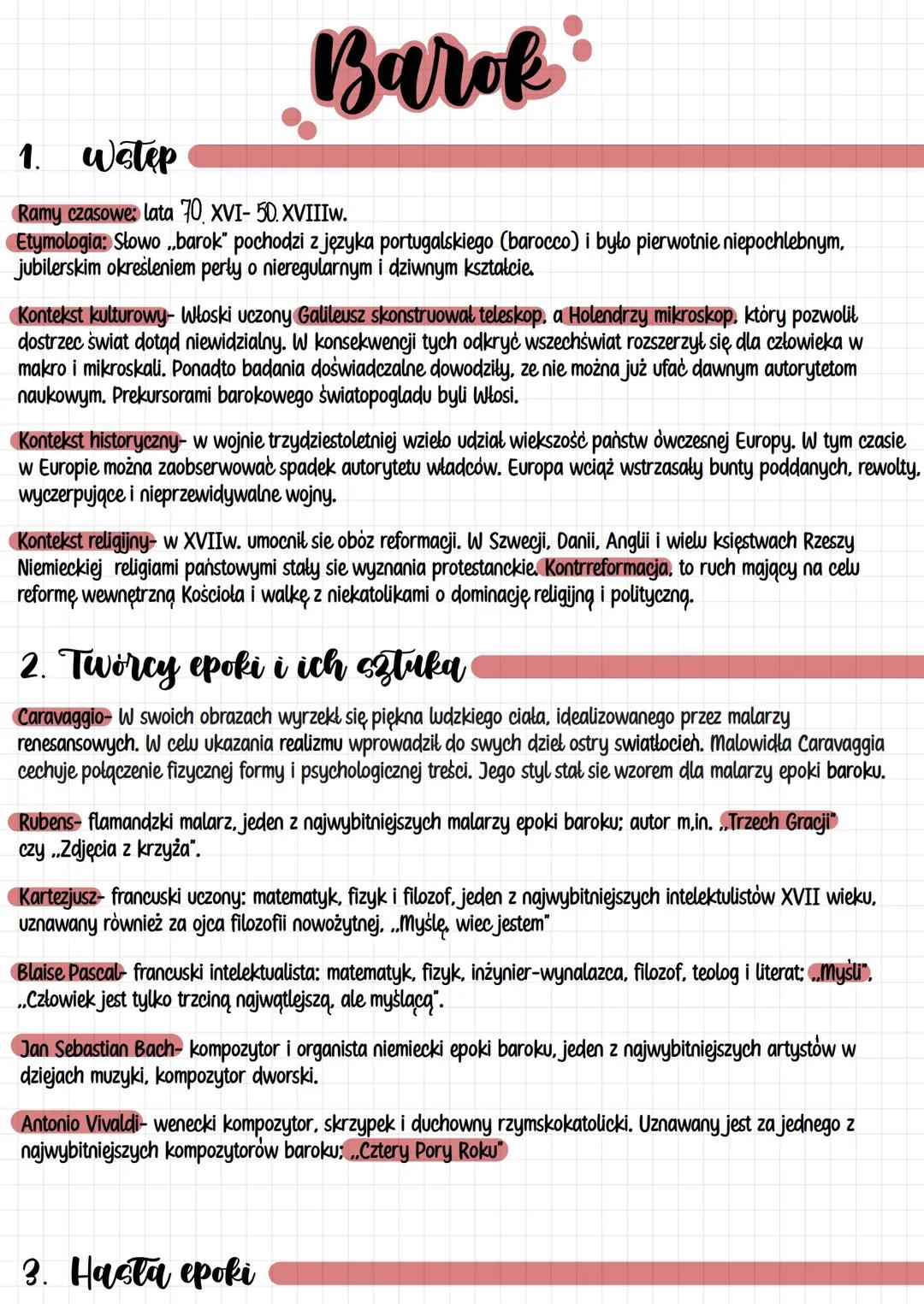 Barok podsumowanie