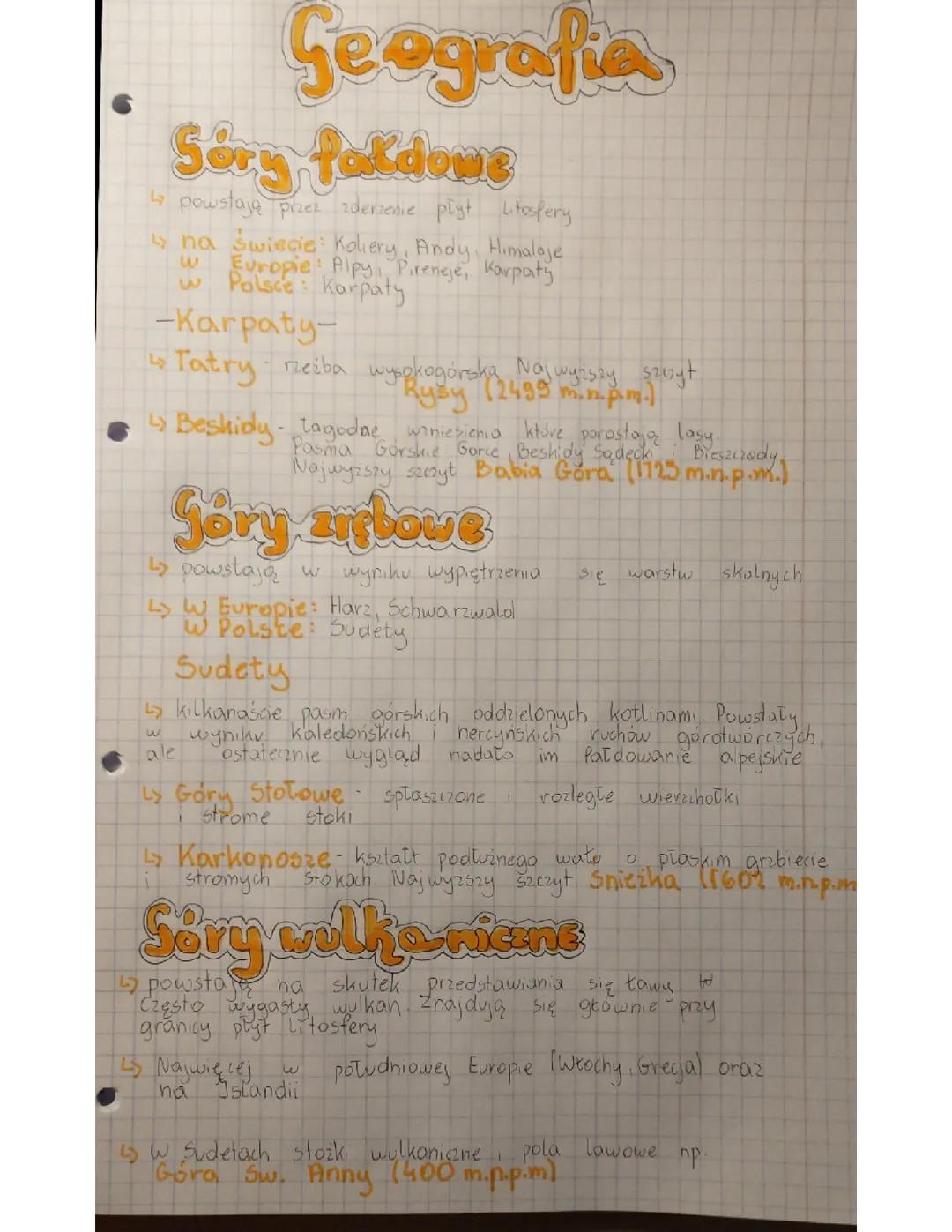 Góry w Polsce i Europie klasa 7