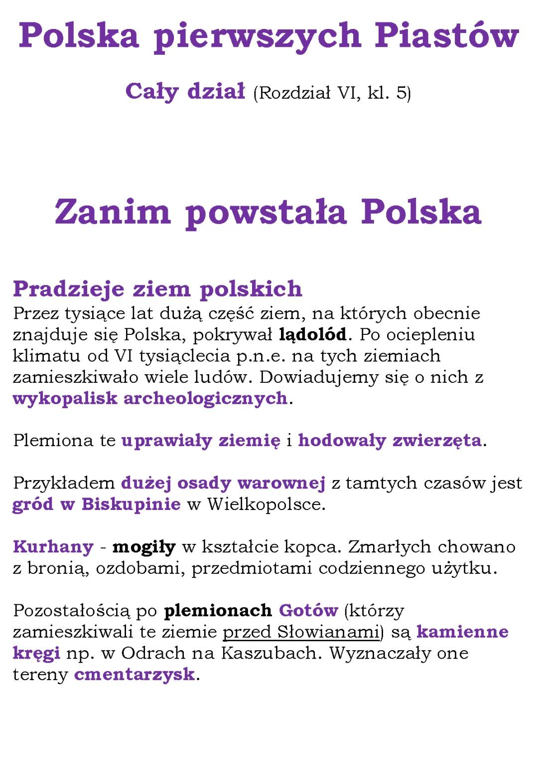 Polska pierwszych Piastów - Sprawdzian, Powtórzenie i Prezentacja dla Klasy 5