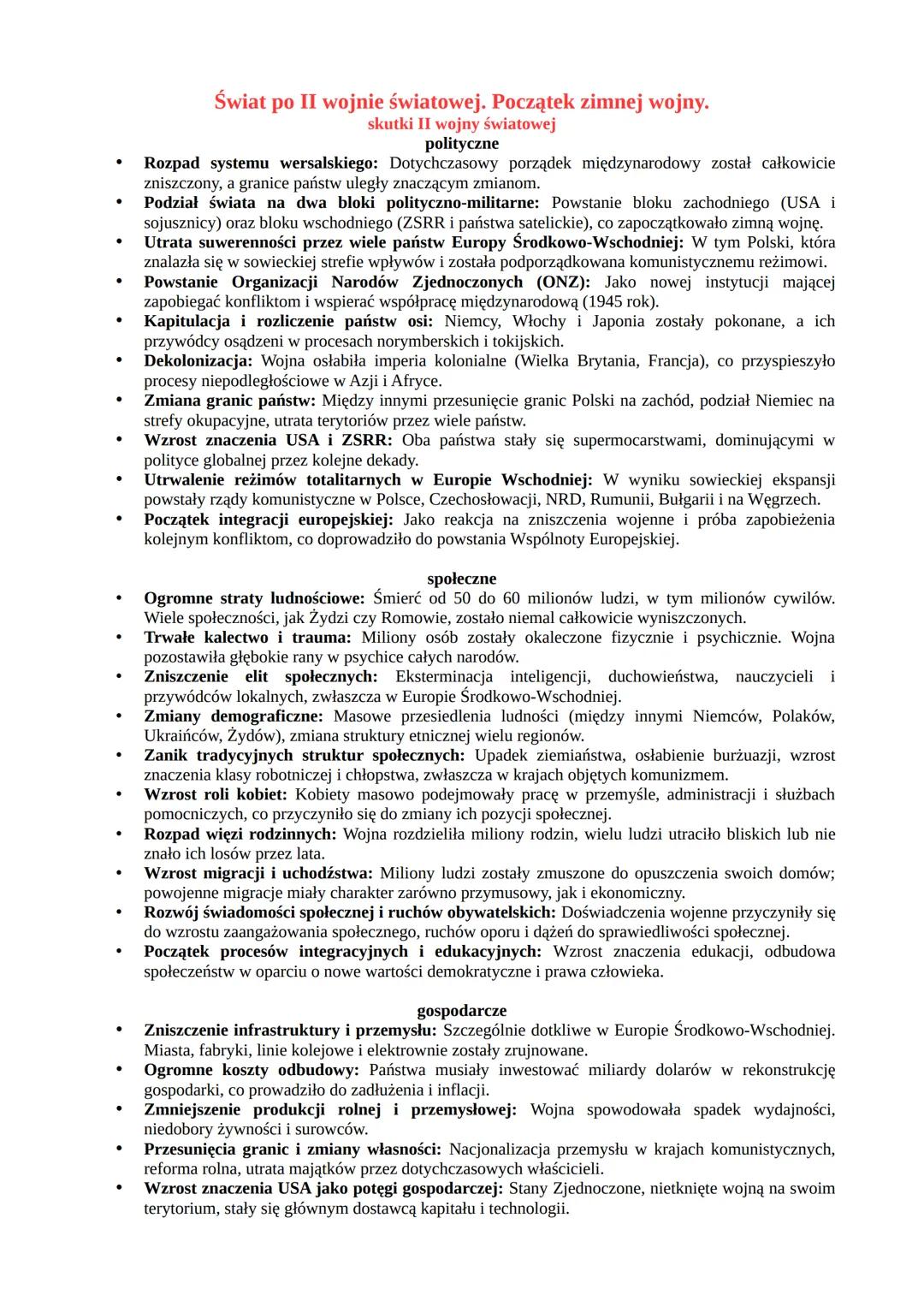 Świat po II wojnie światowej i początki zimnej wojny