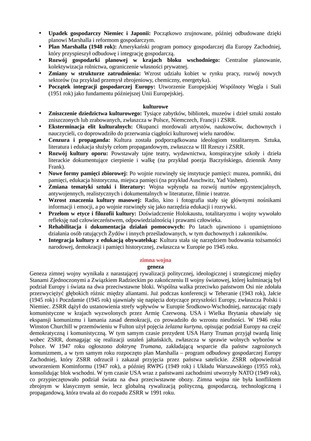 # Świat po II wojnie światowej. Początek zimnej wojny.
skutki II wojny światowej

polityczne

- Rozpad systemu wersalskiego: Dotychczasowy p
