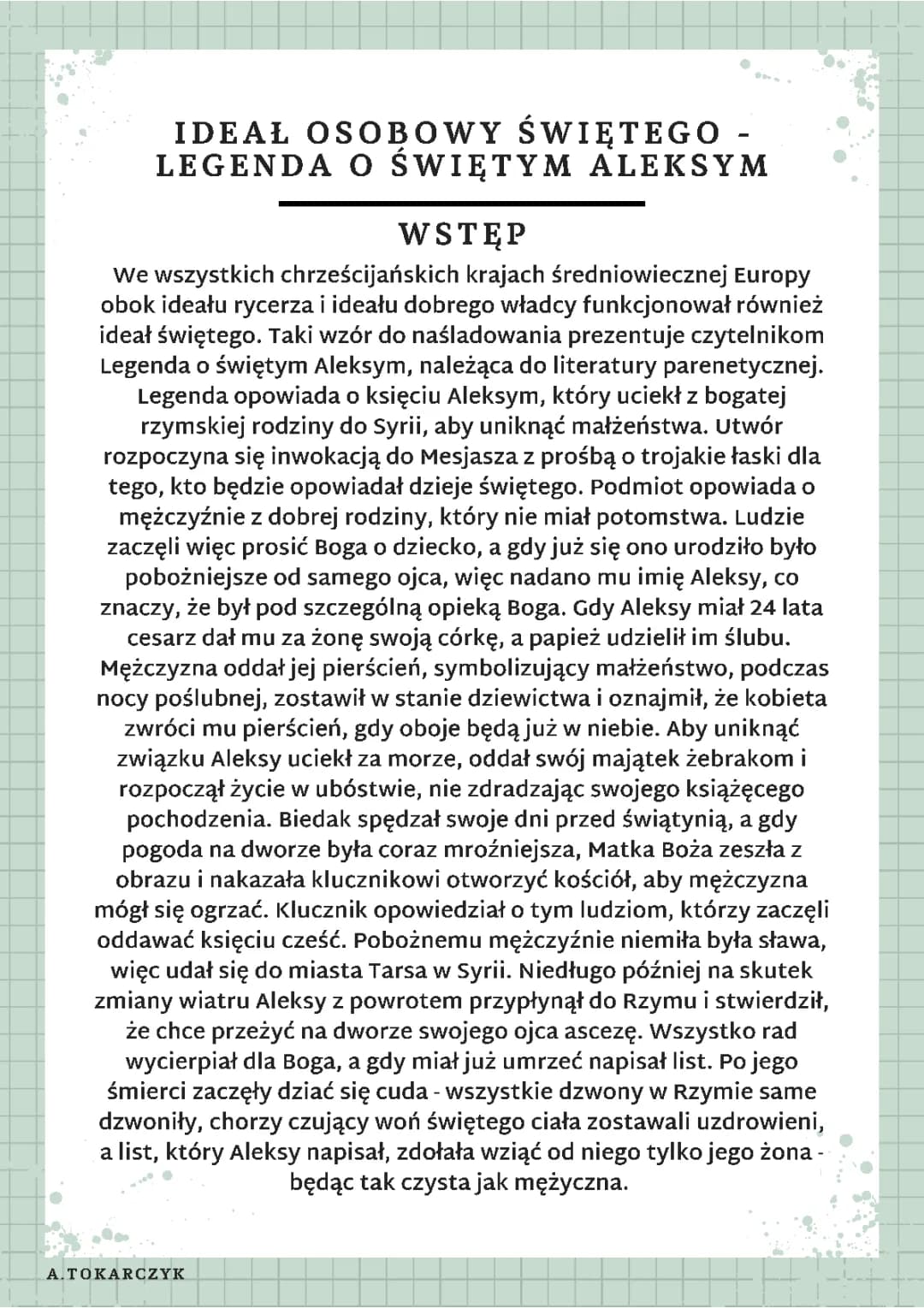 Legenda o św. Aleksym - Wzorzec świętego i asceza w średniowieczu
