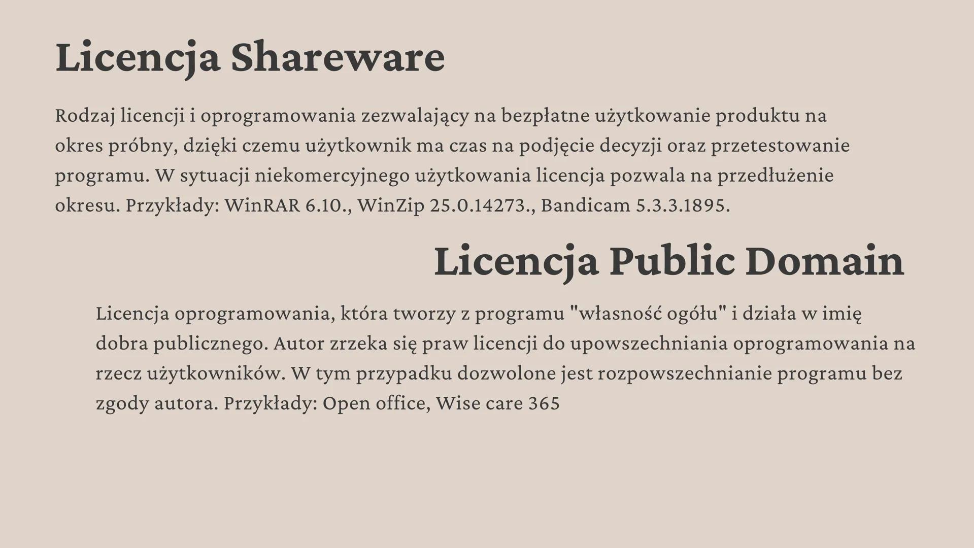 Licencje na
oprogramowanie Co to licencja oprogramowania?
Licencja oprogramowania jest to umowa pomiędzy
autorem lub wydawcą a użytkownikiem
