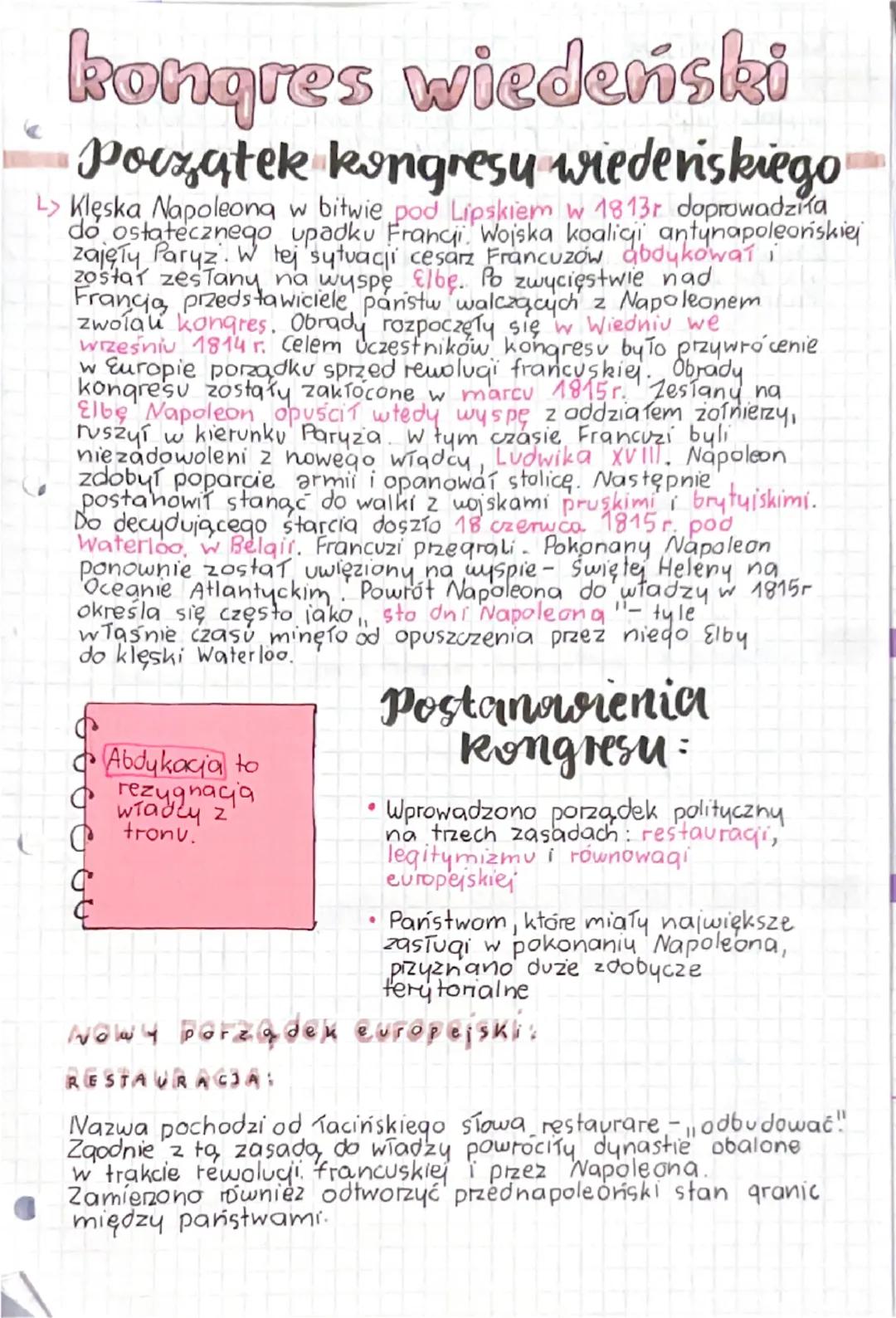 Kongres Wiedeński - Klasa 7