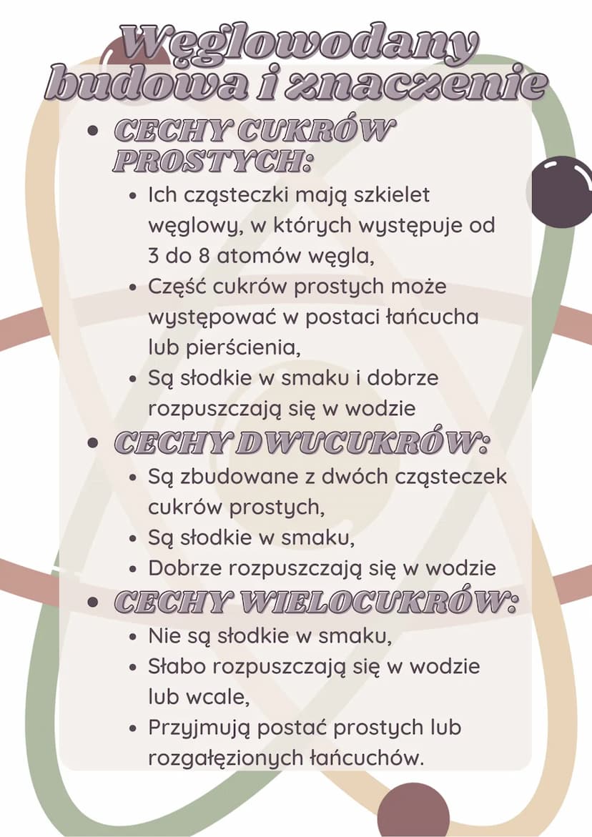 Weglowodany
budowa i znaczenie
• BUDOWA I PODZIAŁ
WĘGLOWODANÓW
Węglowodany to związki organiczne
zbudowane z atomów węgla, wodoru i
tlenu. W
