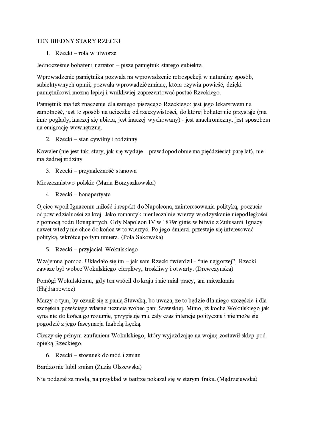 Lalka - Ignacy Rzecki