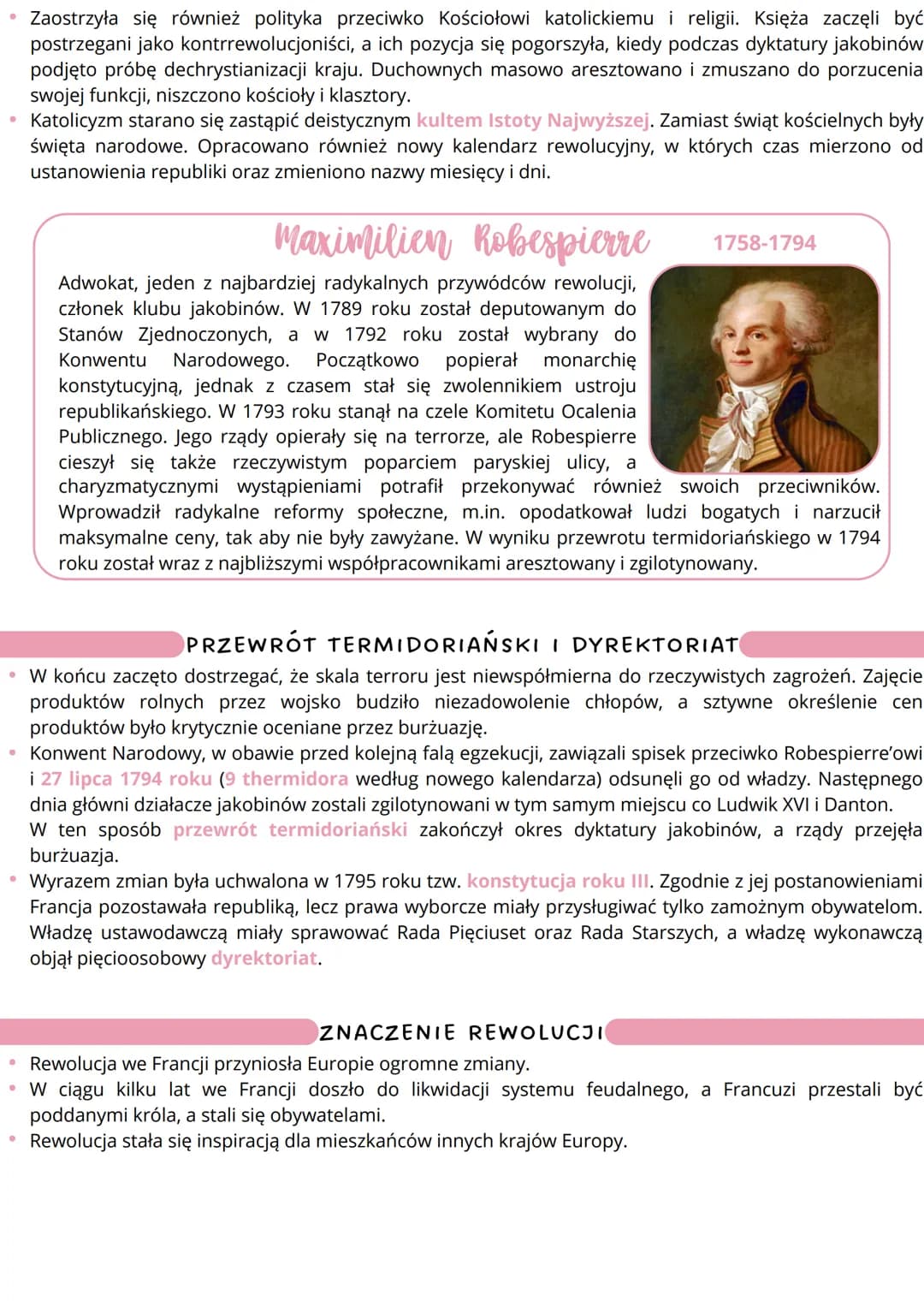 --- OCR Start ---
1785
republika francuska
1789 rok
wybuch Wielkiej
Rewolucji Francuskiej
1790
IV 1792-VII 1794
IV 1792 rok dyktatura jakobi