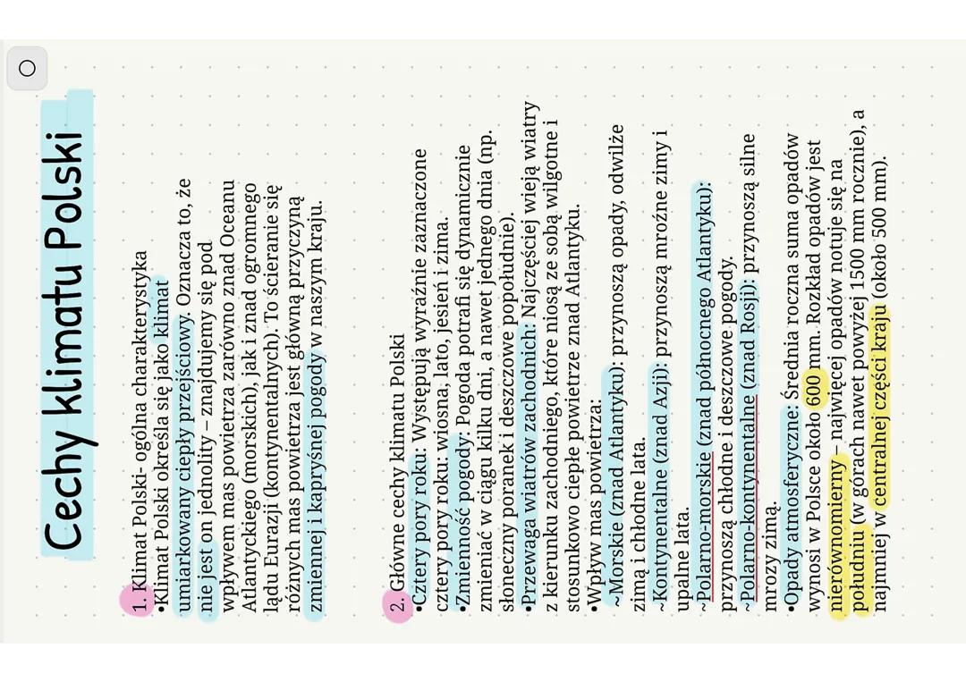 Geografia- cechy klimatu Polski klasa 7