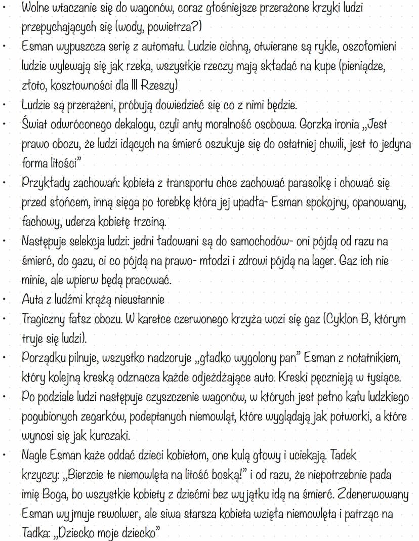 Temat: Realia obozowe w opowieści „Proszę państwa do gazu"
wykształcony, poeta, wie czym.
jest miłość
Tadek
wojna
zmuszony jest zmienić hier