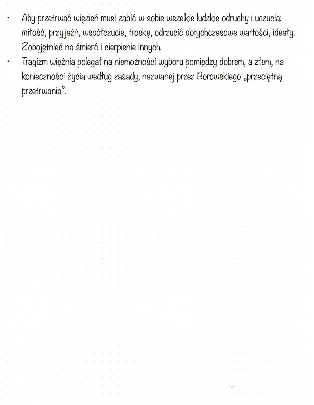 Temat: Realia obozowe w opowieści „Proszę państwa do gazu"
wykształcony, poeta, wie czym.
jest miłość
Tadek
wojna
zmuszony jest zmienić hier