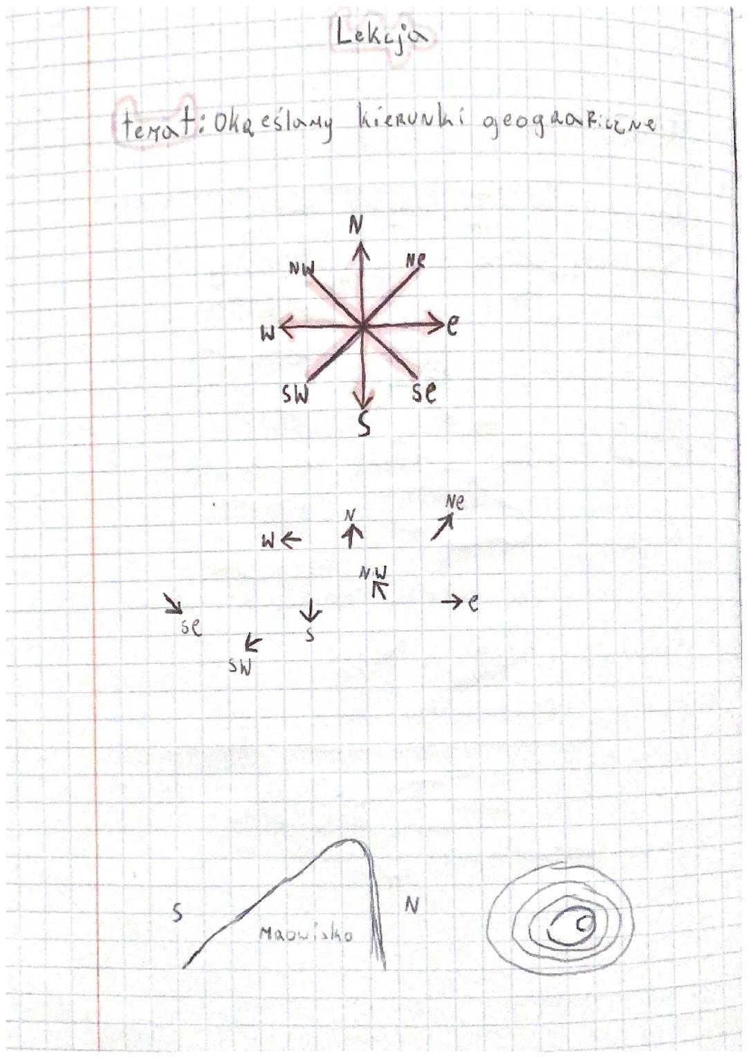 Określenie Kierunków Geograficznych - Notatka z Przyrody