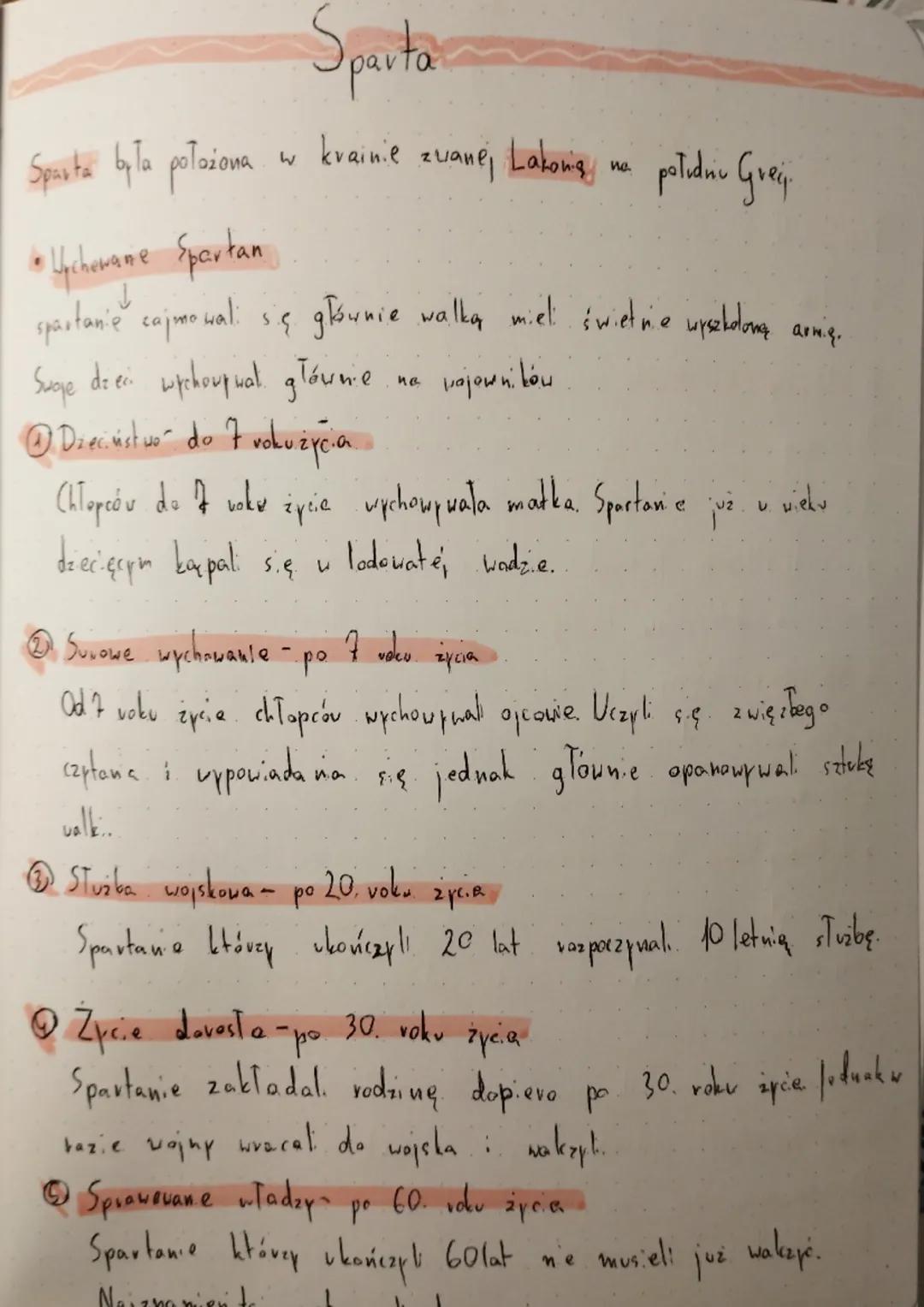 Sparta

Sparta była położona w krainie zuane, Lakong na południc Greij

• Lychamame Spartan
↓
spartanie cajmowali się głównie walka miel świ