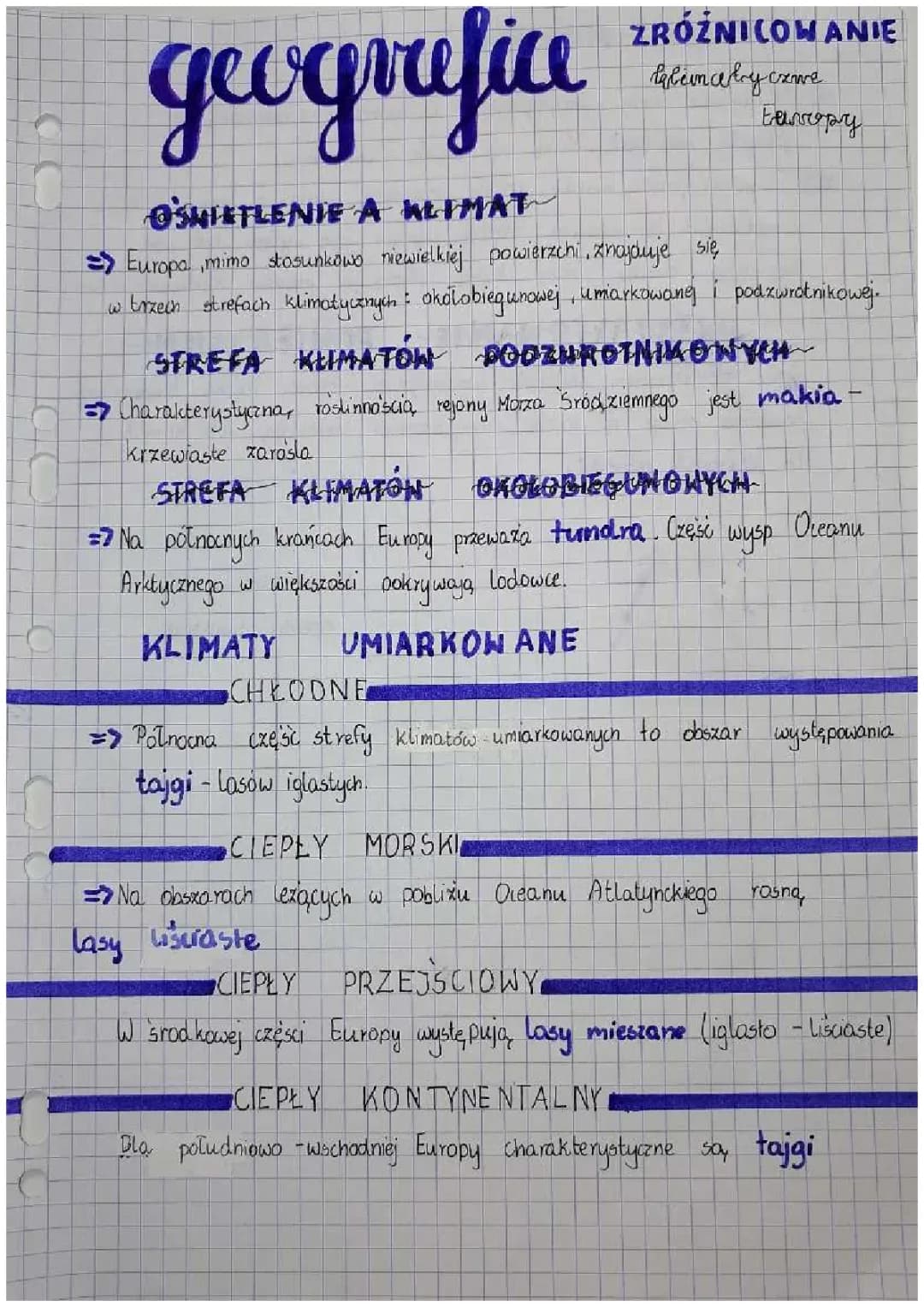 zróżnicowanie klimatyczne europy 