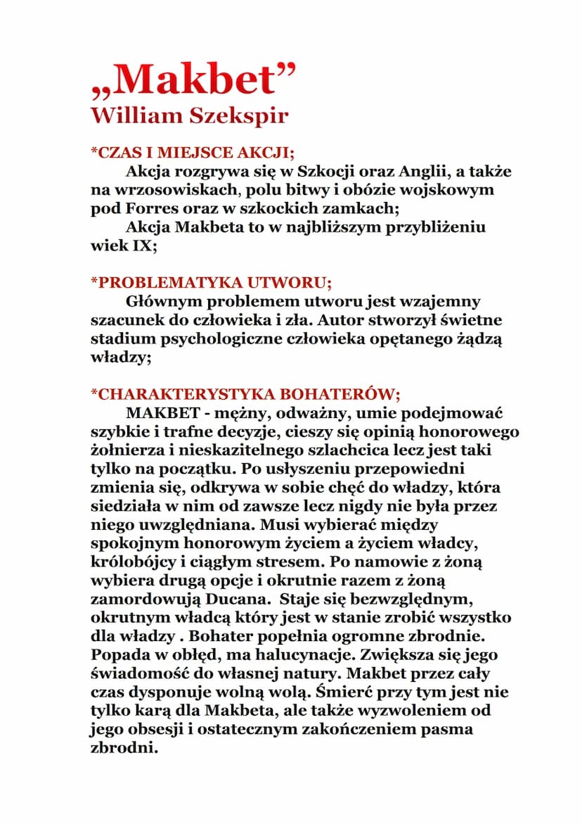 Makbet Czas I Miejsce Akcji