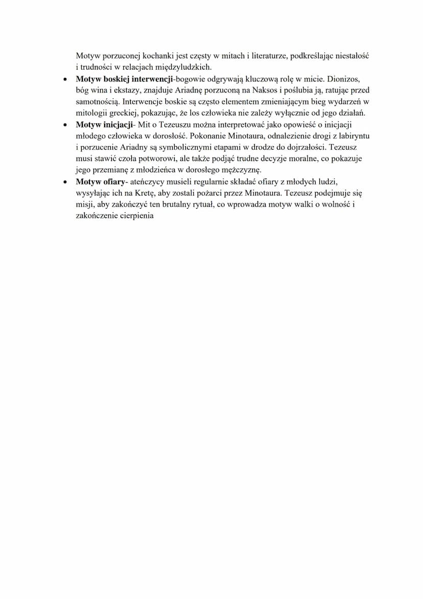 MIT O TEZEUSZU I ARIADNIE
BOHATEROWIE
•
Minos- król Krety, ukarany przez bogów dzieckiem potworem (Minotaur)
•
•
Minotaur- pół człowiek pół 