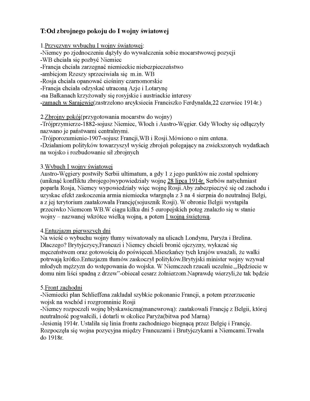 I wojna światowa