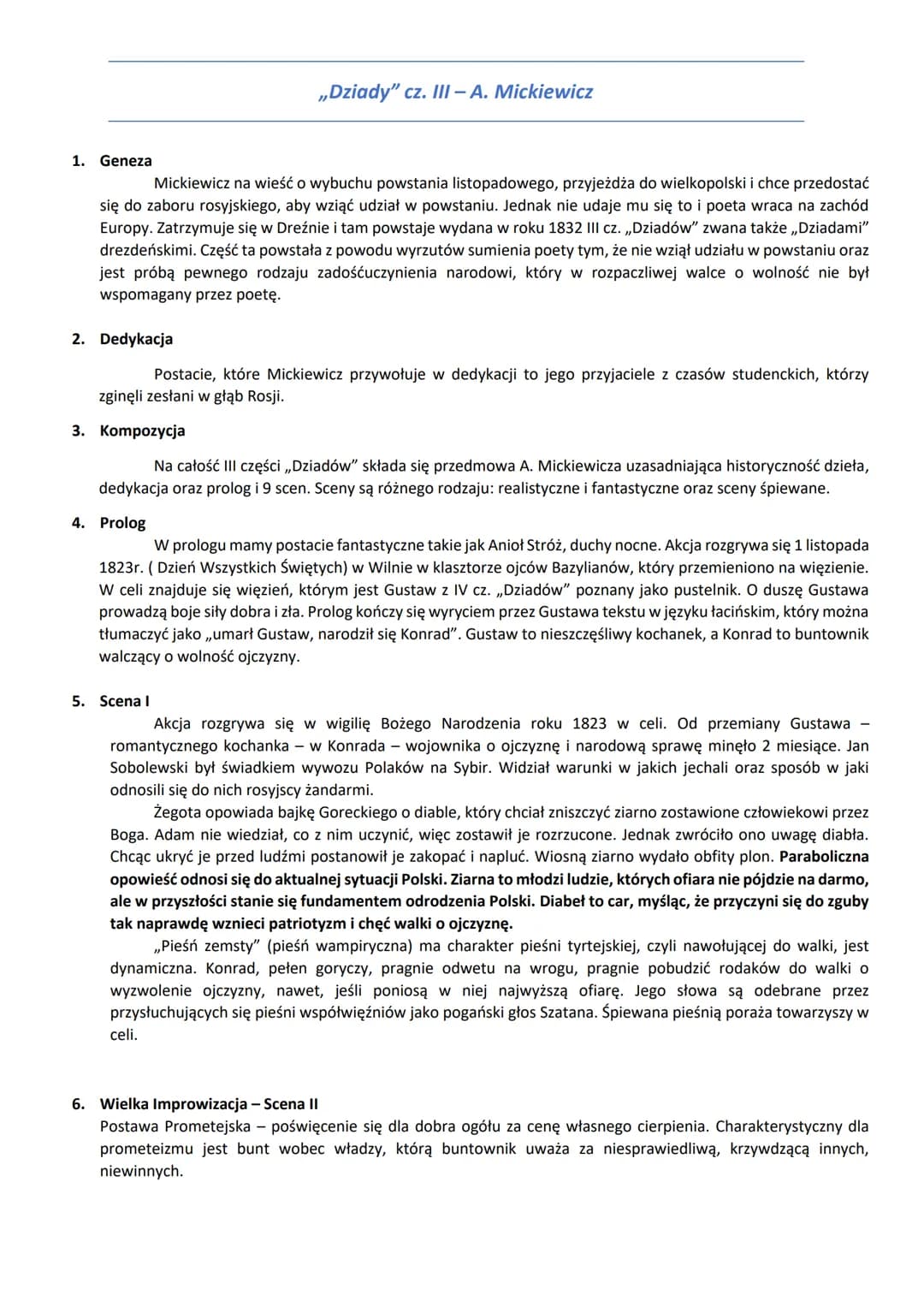 1. Geneza
Mickiewicz na wieść o wybuchu powstania listopadowego, przyjeżdża do wielkopolski i chce przedostać
się do zaboru rosyjskiego, aby