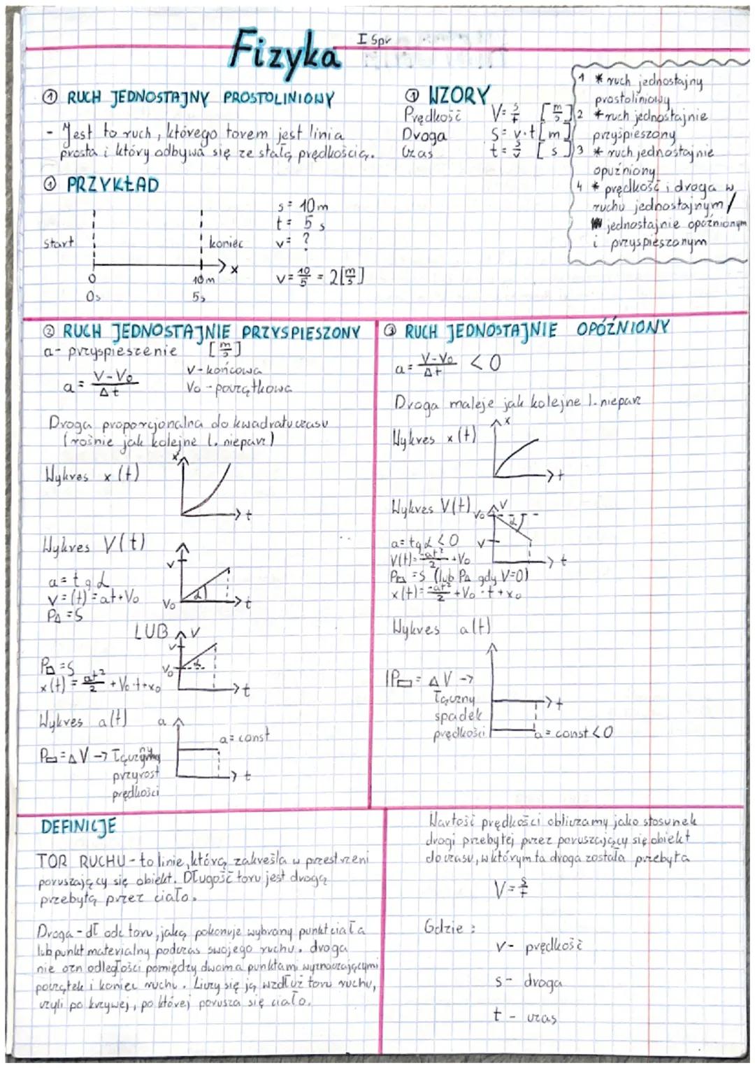 Fizyka
ⒸRUCH JEDNOSTAJNY PROSTOLINIONY
- Jest to ruch, którego torem jest linia
prosta i który odbywa się ze stałą prędkością...
PRZYKŁAD
St