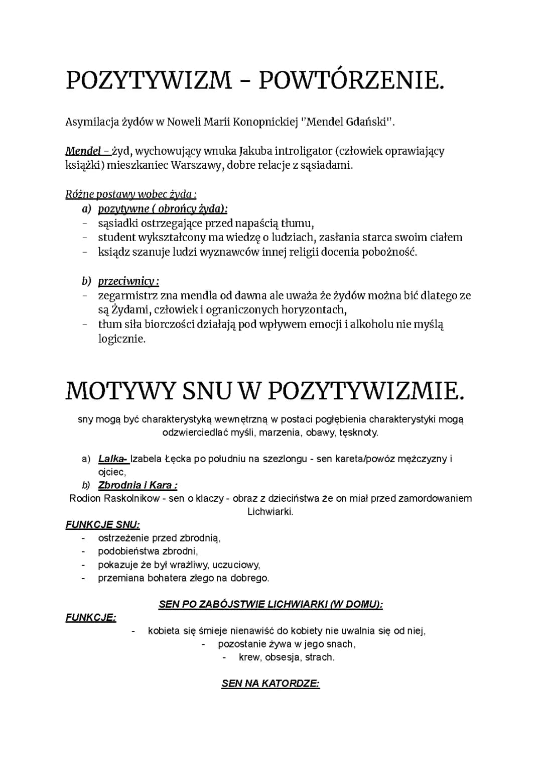 Asymilacja Żydów w Pozytywizmie - Mendel Gdański i Lalka