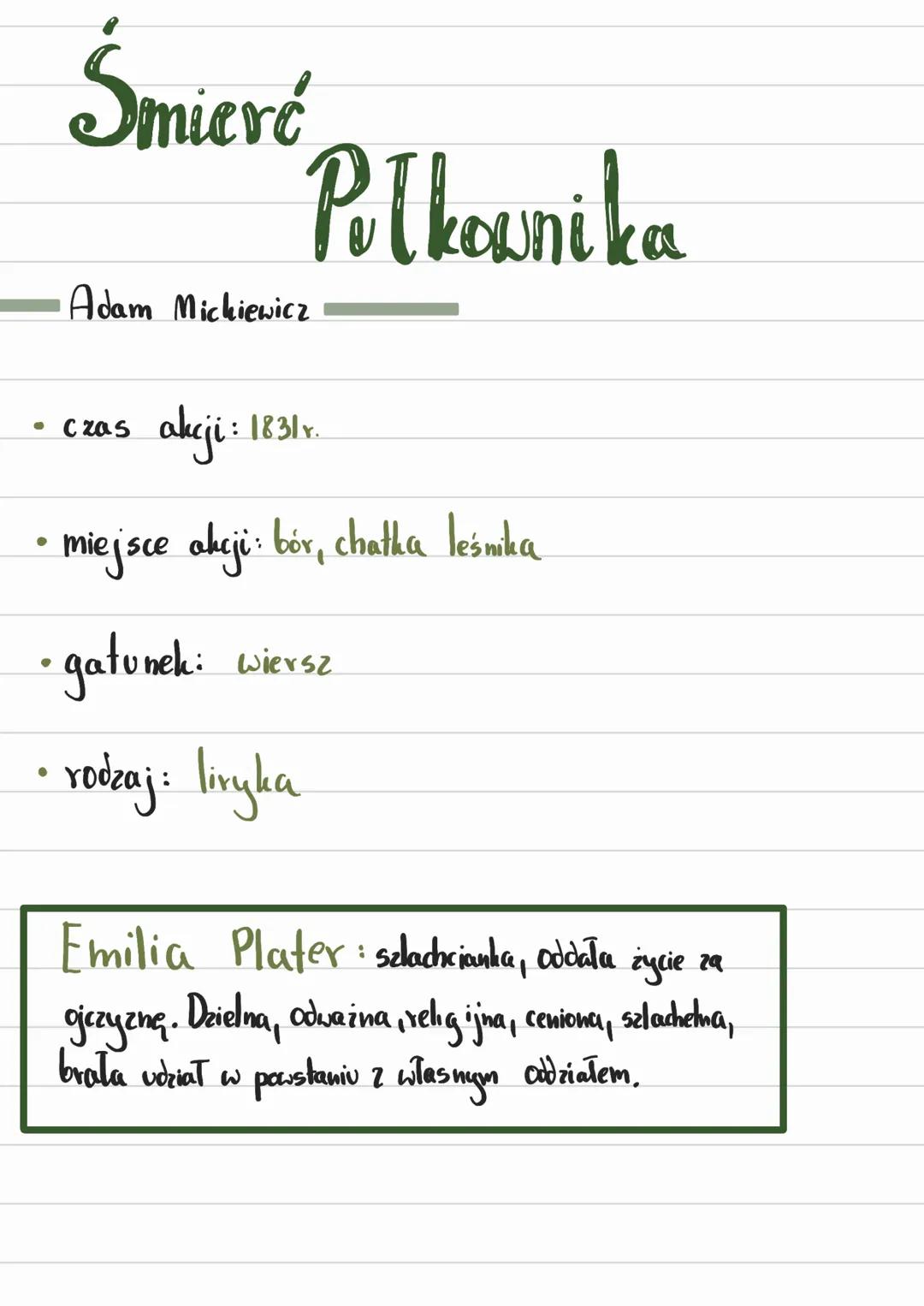 # Śmierć

Polkownika

Adam Mickiewicz

*   czas akcji: 1831r.

*   miejsce akcji: bór, chatha leśnika

*   gatunek: wiersz

*   rodzaj: liry